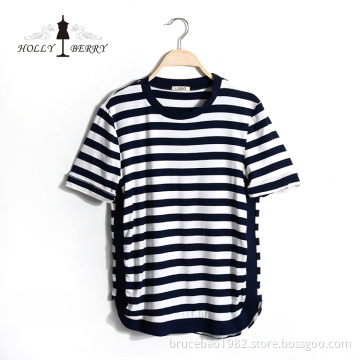 New Stylish Autumn Short Sleeve Striped Custom Sweatshirt